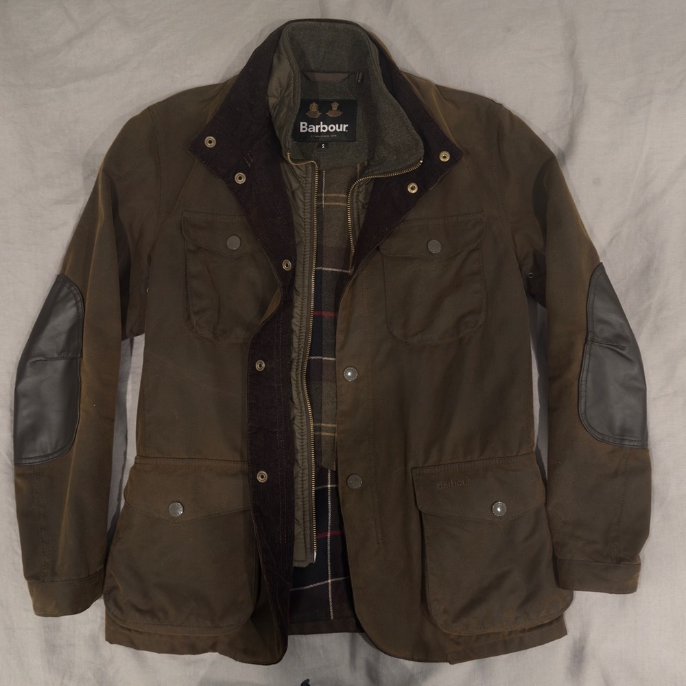 (Used) Pristine Excellent Condition Barbour Ogston Olive Green Military Jacket